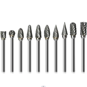 10X Tungsten Carbide Burr Bit Cutting Carving Burr 1/8" Shank Dremel Rotary Tool - Picture 1 of 10