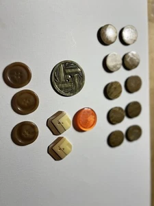 Vintage Bakelite Buttons Lot Art Deco Orange Amber Tortoise Shank 17 Pc - Picture 1 of 9