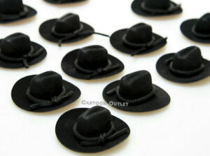 24 MINI COWBOY FELT HAT 2" BLACK WESTERN WEDDING FAVORS RECUERDOS BIRTHDAY PARTY