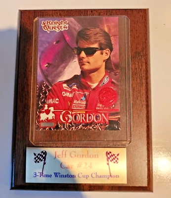 1996 Jeff Gordon Knight Quest Trading Card in Wood Frame - Image 1 of 2