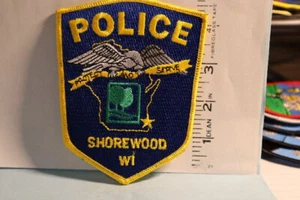 police patch  SHOREWOOD POLICE WISCONSIN YELLOW BORDERS - Picture 1 of 1