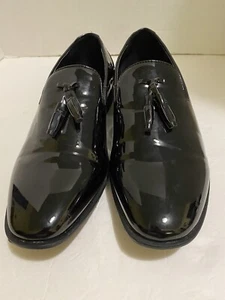 Asos Womens Kiltie Loafer Shoes Black Patent Slip On Moc Toe Tassel Sz. 9 - Picture 1 of 6