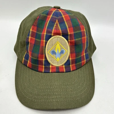Webelos Boy Cub Scout Snapback Uniform Hat Plaid Green BSA USA Made - Image 1 of 4
