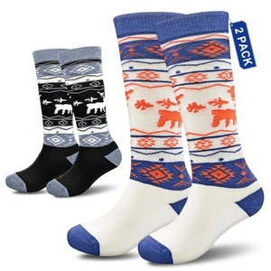 2 Pack Winter Warm Wool Ski Socks for Kids Boys Girls 10-12 Years Cute Knee H... - Picture 1 of 6