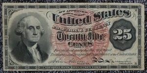 Washington 25c (25 Cent) Fractional Currency - 4th Issue (1869- 1875) - Picture 1 of 2