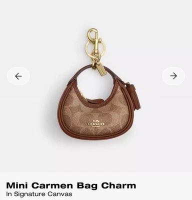 Bolso Coach Mini Carmen encanto en lona exclusiva dorado/bronceado/marrón CBK67 NUEVO CON ETIQUETAS Foto 1 de 4