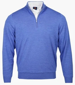 NEW Donald Ross SPORT 1/2 Zip Wind Sweater Merino Wool MEDIUM Azure Blue - Picture 1 of 2
