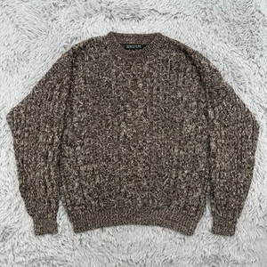 Structure Sweater Men M Brown VTG Y2K Ramie Blend Chunky Cable-Knit Sustainable - Picture 1 of 9