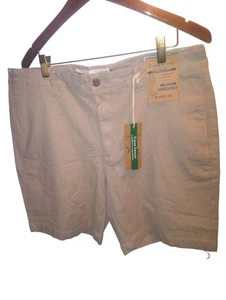 Neu mit Etikett Taylor Vintage Greenwich Herrenshorts 36 khaki normale Passform Leinenmischung Stretch - Bild 1 von 6
