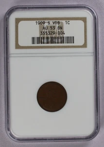 1909-S VDB Lincoln Wheat Cent 1C NGC AU 53 BN - Picture 1 of 3