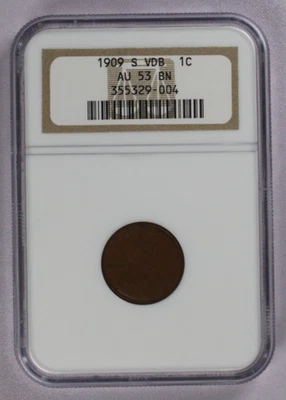 1909-S VDB Lincoln Wheat Cent 1C NGC AU 53 BN - Image 1 of 3