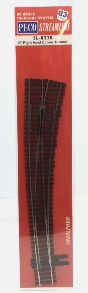 Peco SL-8376 HO Code 83 9.5° 7 Radius Right Hand Curved Switch Turnout Insulfrog - Image 1 of 1