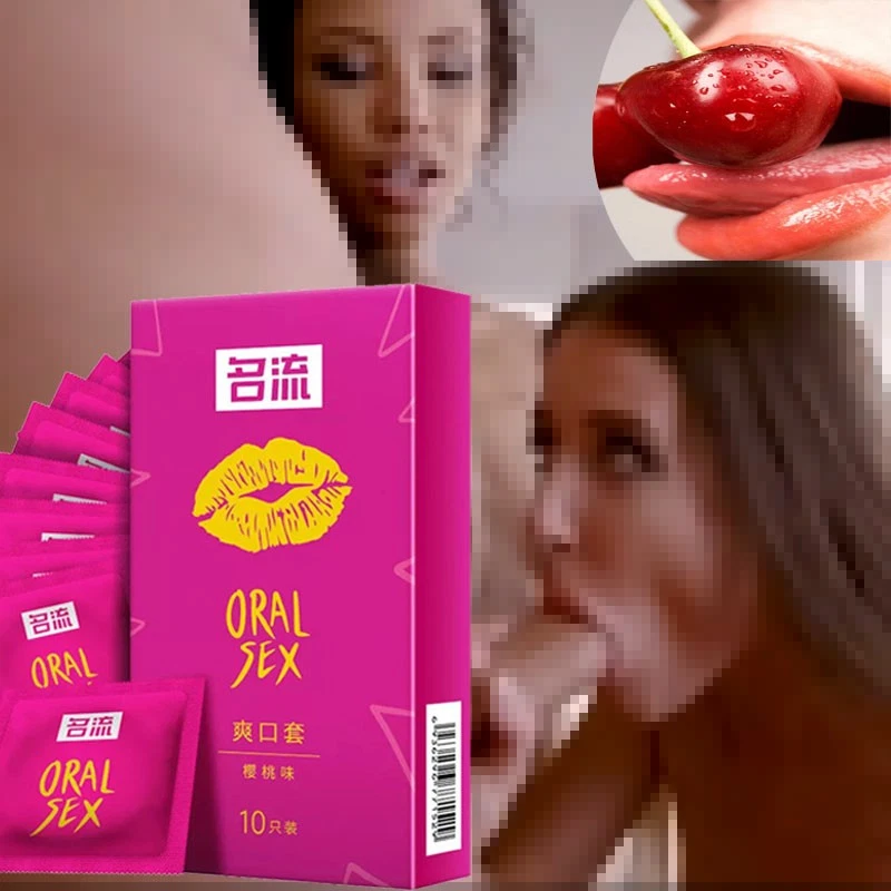 10 peças/1 caixa preservativos para sexo oral sabor cereja látex manga boquete - Imagem 1 de 4