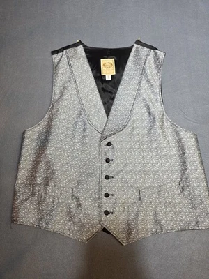 Chaleco Wah Maker Para Hombres Grande Gris Negro Geo Satén Chal Cuello Western Formal A108 Foto 1 de 4