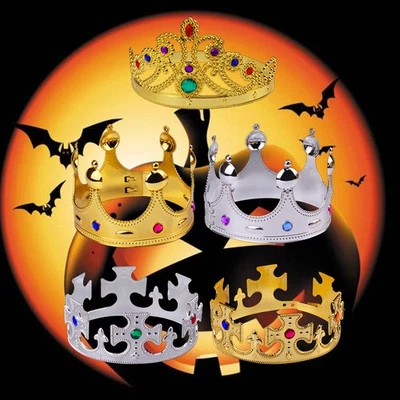  5 pezzi Festa di Halloween Corona del re Corona d'argento dorata Corona monarca - Immagine 1 di 4