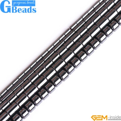 Cuentas de tubo de columna de piedras preciosas de hematita negra para hacer joyas envío gratuito 15" Foto 1 de 4