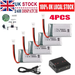 4PCS 1S 3.7V 650mAh batteria lipo batterie ricaricabili con caricatore USB NUOVO - Foto 1 di 13