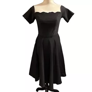 Vestido Belle Poque Mujer S Estilo Vintage Rojo Festoneado Hombro Descubierto Rockabilly - Imagen 1 de 10