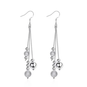 Silver Plated Chandelier Dangle Earrings Statement Beaded 10cm Gift Jewellery UK - Picture 1 of 5