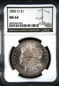 1885 O Morgan Silver Dollar NGC MS-64 - Picture 1 of 2