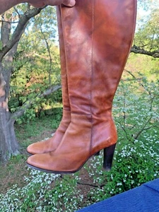 J CREW Bryant Distressed Brown Leather High Heel BOOTS Women Shoes Sz 11 👣b6 - Picture 1 of 12