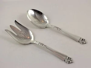 Juego de porciones de ensalada sólida corona danesa plata esterlina Frigast - 10 3/8" - sin mono - Imagen 1 de 3