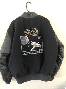 RARE Star Wars L Varsity Jacket Leather Wool Fiber Optic Light Up A New Hope - Picture 1 of 23