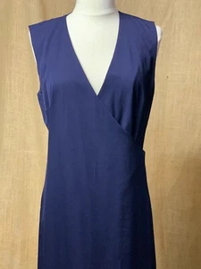 Ralph Lauren Navy Wrap Fine Wool Gaberdine Dress * Size 6 - Picture 1 of 6