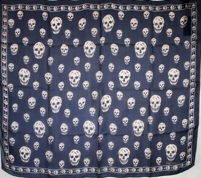 Alexander McQueen Zafiro/Azul Calavera Gasa Seda Bufanda 110640 4272 Foto 1 de 4