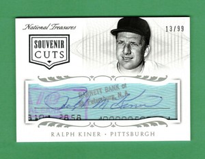 2015 PANINI NATIONAL TREASURES RALPH KINER SOUVENIR CUTS AUTO 13/99 PIRATES