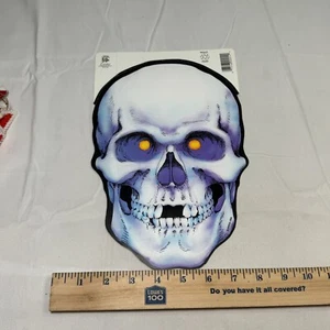 De colección Eureka Halloween Decoración Calavera de dos lados 8 x 11 pulgadas Nuevo Stock Antiguo - Imagen 1 de 2