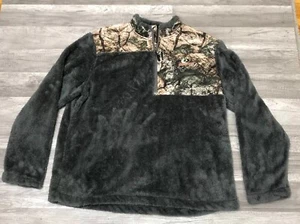 Mossy Oak Sweatshirt Men XL Gray Fleece Logo Embroidery Long Sleeve Quarter Zip - Picture 1 of 8