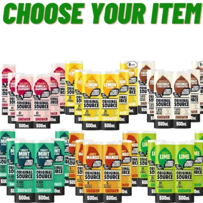 Original Source Shower Gel, Natural Fragrance, Vegan Best Shower Gel, 6 x 500ml