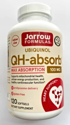 Jarrow Formulas Ubiquinol Qh-absorb - 120 gels - MAX ABSORPTION - 100mg - FRESH - Image 1 of 4