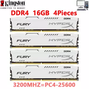 HyperX FURY DDR4 64GB 4X16GB 3200 PC4-25600 Desktop RAM Memory DIMM 288PINS 1.2V - Picture 1 of 12
