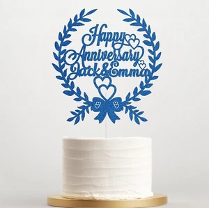 Personalised Wedding Anniversary Glitter Cake Toppers - Custom Cake Decorations - Picture 1 of 21