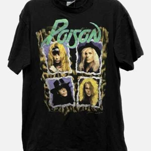 1990 Poison "Flesh and Blood Tour" schwarzes kurzärmliges Unisex Shirt S-5XL KH7410 - Bild 1 von 3
