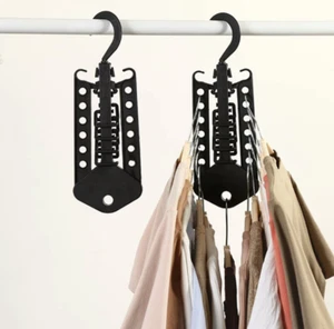 Telescopic Clothes Hanger Space Saving Folding Hook Rack Wardrobe Organizer - Picture 1 of 4