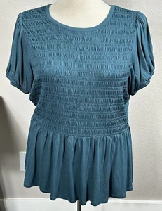 Lane Bryant Classic Smocked-Front Peplum Blouse Top Plus Size 22/24 New With Tag - Picture 1 of 10