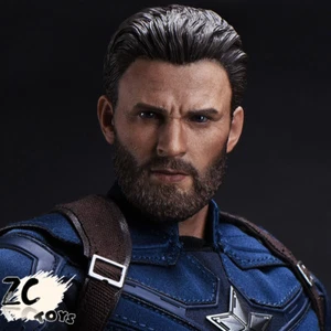 Figura de 12"" escala 1/6 ZCTOYS Capitán América Chris Evan cabeza barba tallada ajuste - Imagen 1 de 12