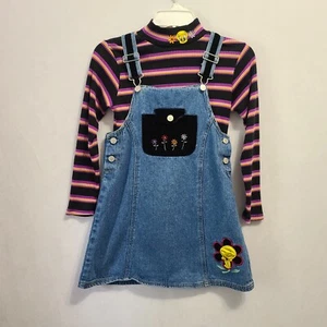 Vintage 1998 Looney Tunes Tweety Bird Denim Dress Set Girls Size 10/12 VTG 98 - Picture 1 of 11