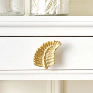 Gold leaf Drawer Knob cupboard handle upcycling door home decor accessories gift - Picture 1 of 3