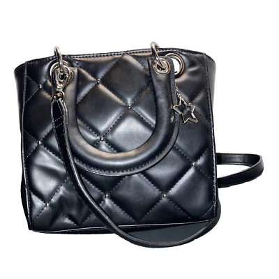 Bolso Bandolera Madden Girl 2 Vías Negro 7x 8 Acolchado Cuero Vegano Bolso de Mano Foto 1 de 4
