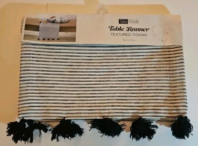 Home Table Trends Table Runner Textured Ticking 14 Inches X 72 Inches Home Decor - Image 1 of 4