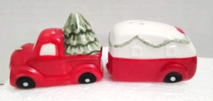 Holiday Red Truck Tree and Camper MINI Salt And Pepper Set Cracker Barrel NEW - Picture 1 of 4