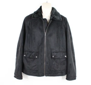 Perry Ellis Portfolio Jacket Mens L Faux Suede Collar Lined Coat Heavy Winter - Picture 1 of 12