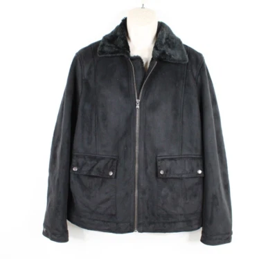 Perry Ellis Portfolio Jacket Mens L Faux Suede Collar Lined Coat Heavy Winter - Image 1 of 4