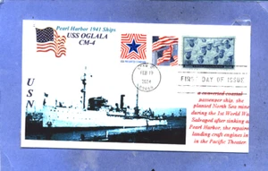 USS OGLALA CM-4 Mine Ship: Pearl Harbor 1941 Ships, Photo Cachet First Day PM - Picture 1 of 1