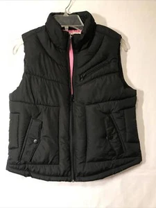 Arizona Jeans Girls Puffer Vest Size M Black Pink Winter Fall - Picture 1 of 6