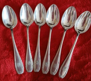 6 traumhafte Kaffeelöffel der Gebr. Hepp, alt aber wie neu, Silber mit Muster MM - Bild 1 von 9
